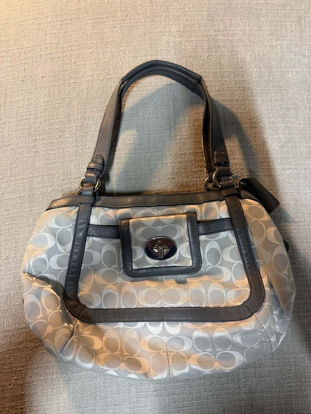 COACH Signature Deluxe Bag Tote Purse F14934 Gray